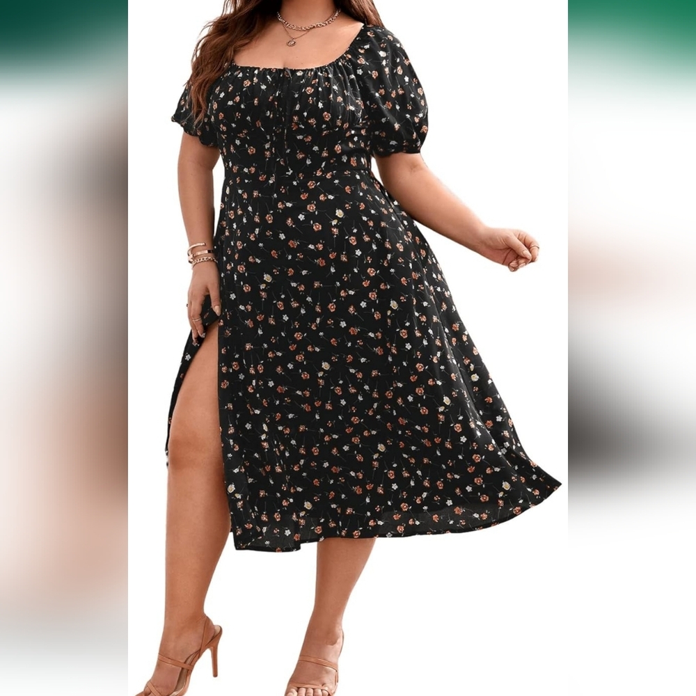 Floral Black Milk Maid Dress